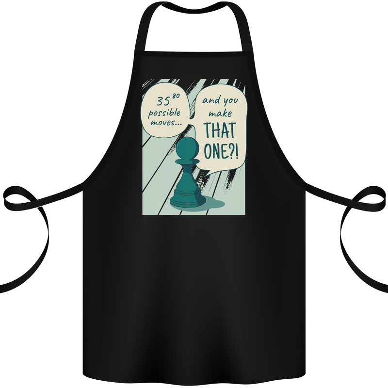 Chess Moves Funny Cotton Apron 100% Organic Black