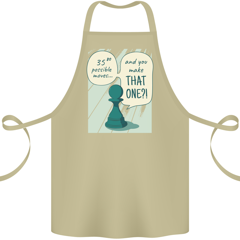 Chess Moves Funny Cotton Apron 100% Organic Khaki