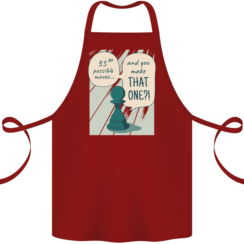 Chess Moves Funny Cotton Apron 100% Organic Maroon