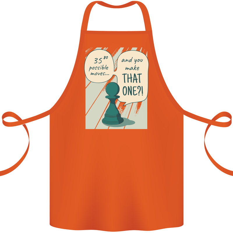 Chess Moves Funny Cotton Apron 100% Organic Orange