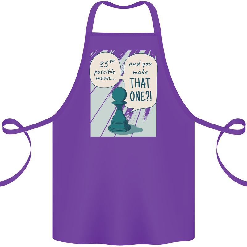 Chess Moves Funny Cotton Apron 100% Organic Purple