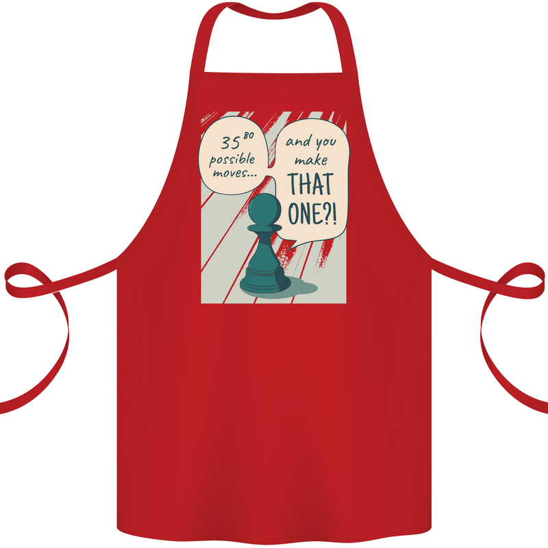 Chess Moves Funny Cotton Apron 100% Organic Red