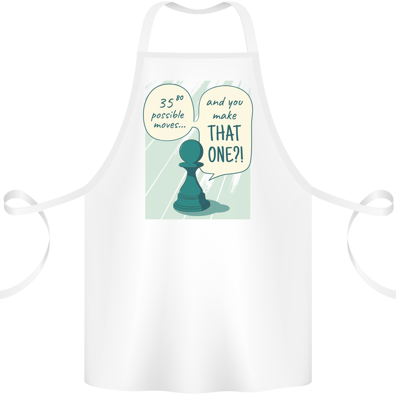 Chess Moves Funny Cotton Apron 100% Organic White