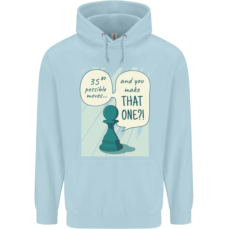 Chess Moves Funny Mens 80% Cotton Hoodie Light Blue