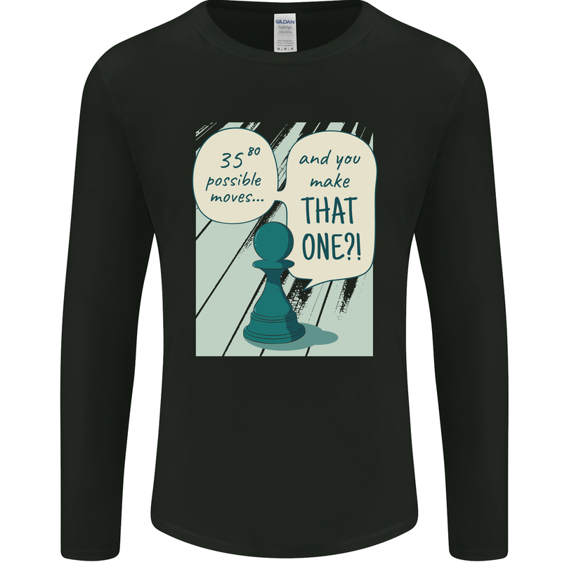 Chess Moves Funny Mens Long Sleeve T-Shirt Black