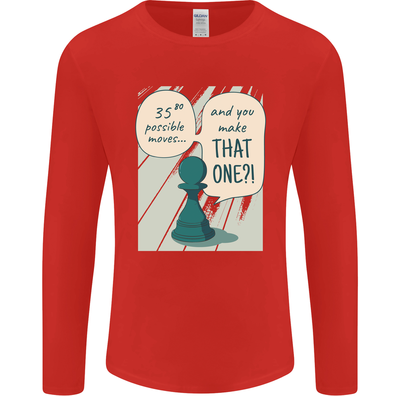 Chess Moves Funny Mens Long Sleeve T-Shirt Red