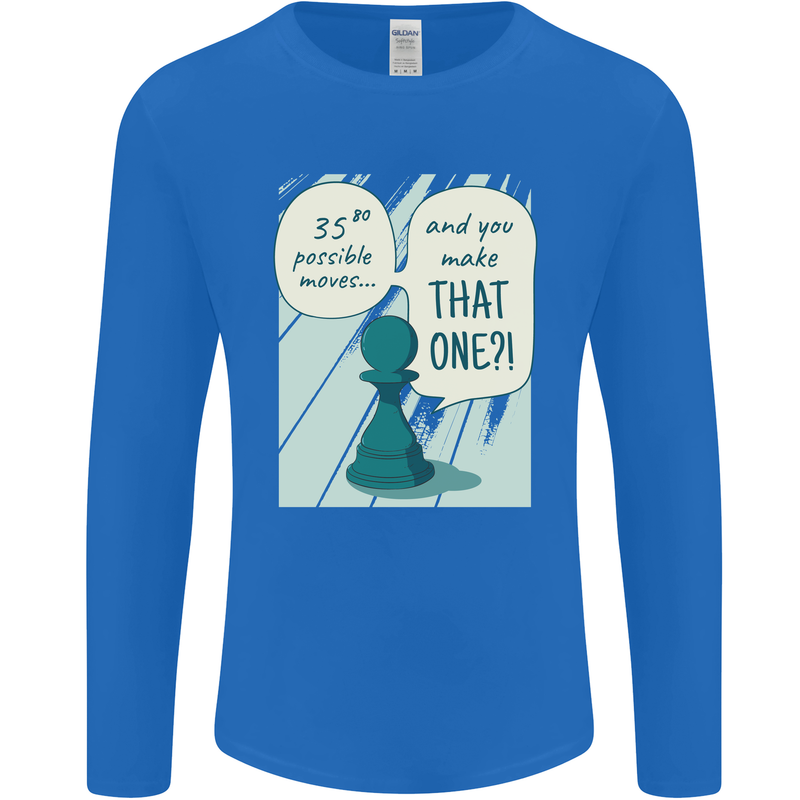 Chess Moves Funny Mens Long Sleeve T-Shirt Royal Blue