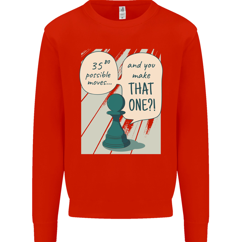 Chess Moves Funny Mens Sweatshirt Jumper Bright Red