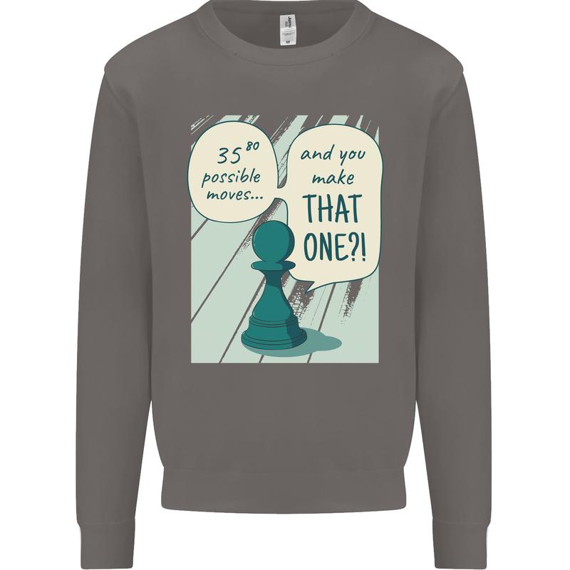 Chess Moves Funny Mens Sweatshirt Jumper Charcoal