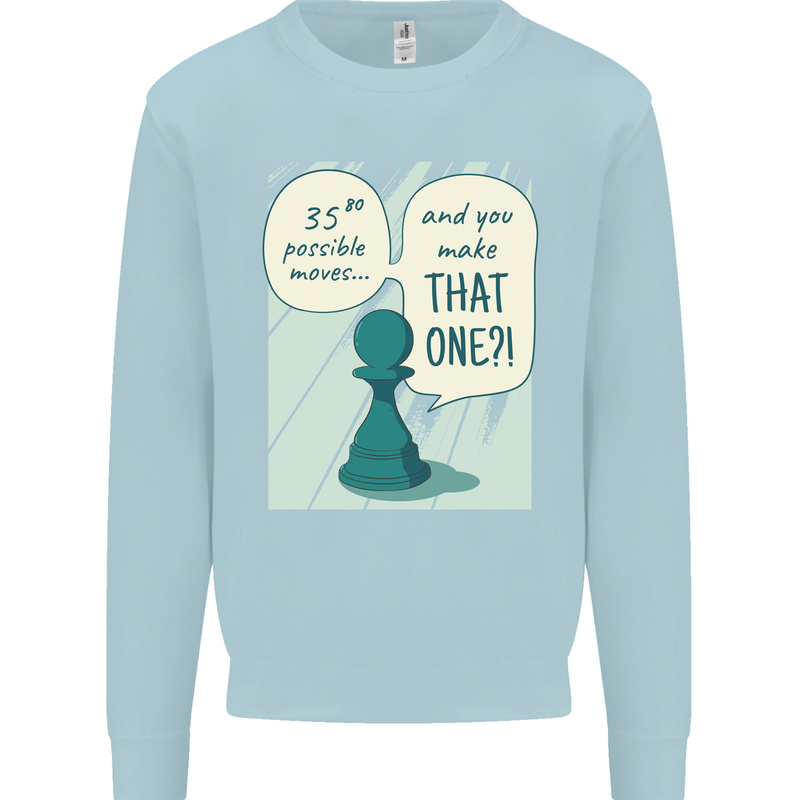 Chess Moves Funny Mens Sweatshirt Jumper Light Blue