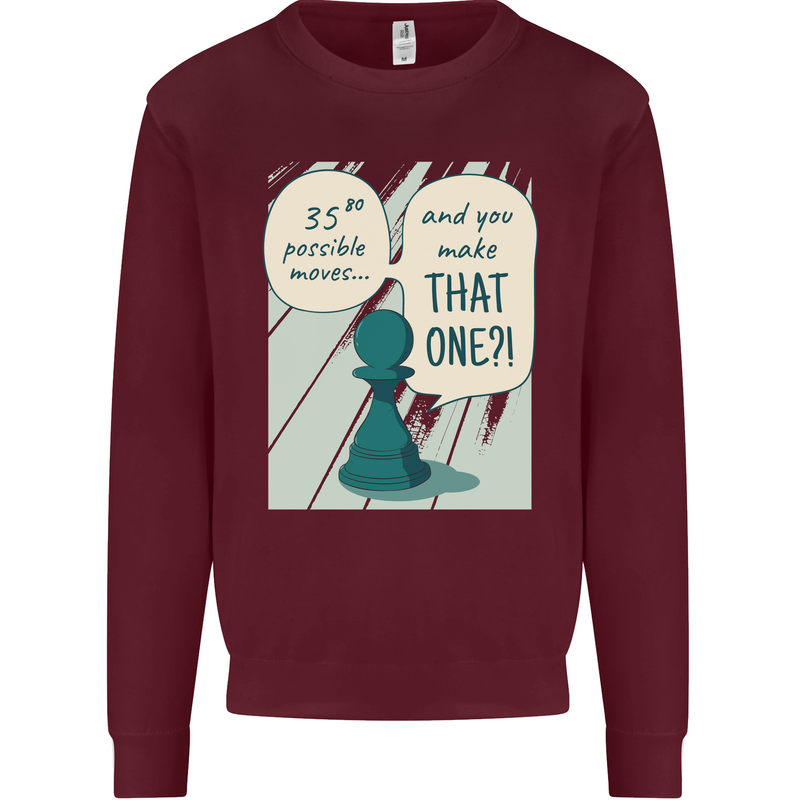 Chess Moves Funny Mens Sweatshirt Jumper Maroon