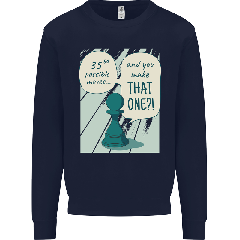 Chess Moves Funny Mens Sweatshirt Jumper Navy Blue