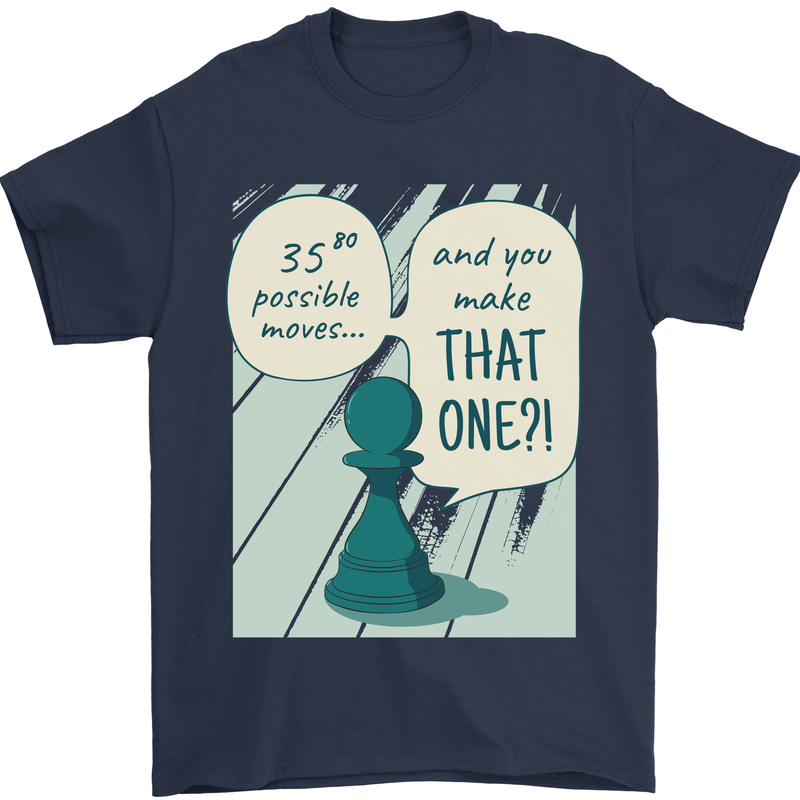 Chess Moves Funny Mens T-Shirt Cotton Gildan Navy Blue