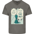 Chess Moves Funny Mens V-Neck Cotton T-Shirt Charcoal