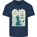 Chess Moves Funny Mens V-Neck Cotton T-Shirt Navy Blue