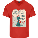 Chess Moves Funny Mens V-Neck Cotton T-Shirt Red
