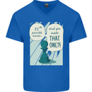Chess Moves Funny Mens V-Neck Cotton T-Shirt Royal Blue