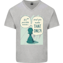 Chess Moves Funny Mens V-Neck Cotton T-Shirt Sports Grey