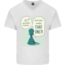 Chess Moves Funny Mens V-Neck Cotton T-Shirt White