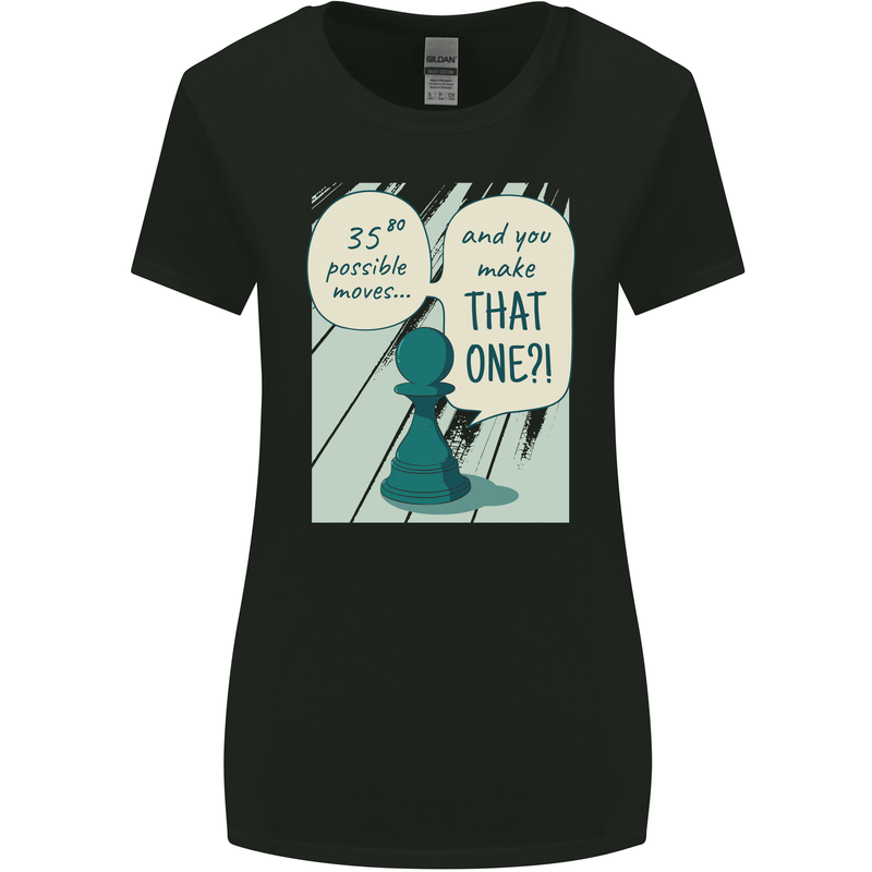 Chess Moves Funny Womens Wider Cut T-Shirt Black