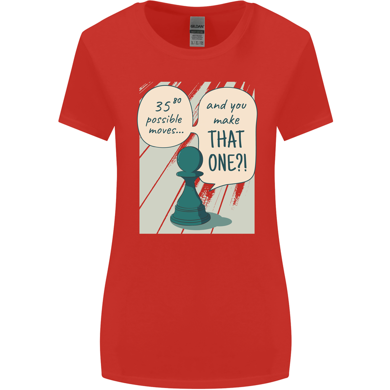 Chess Moves Funny Womens Wider Cut T-Shirt Red