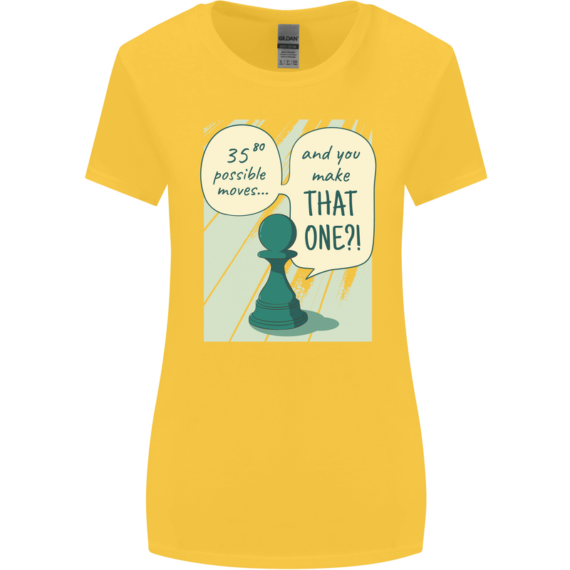 Chess Moves Funny Womens Wider Cut T-Shirt Yellow