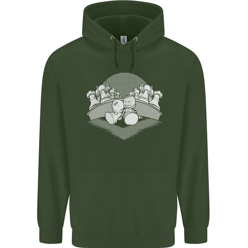 Chess Pieces Player Playing Childrens Kids Hoodie Forest Green