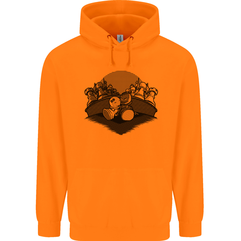 Chess Pieces Player Playing Childrens Kids Hoodie Orange