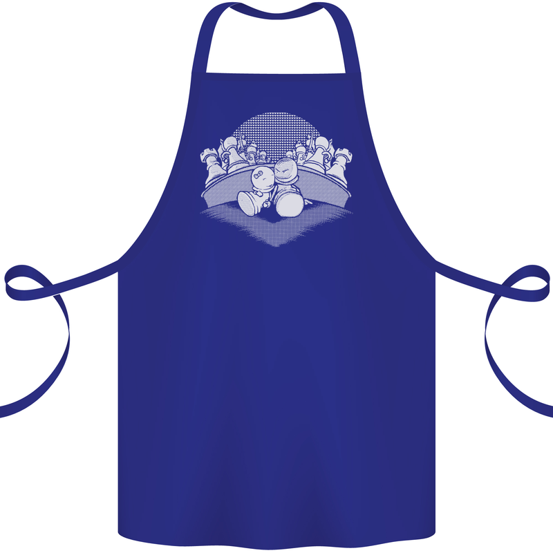 Chess Pieces Player Playing Cotton Apron 100% Organic Royal Blue