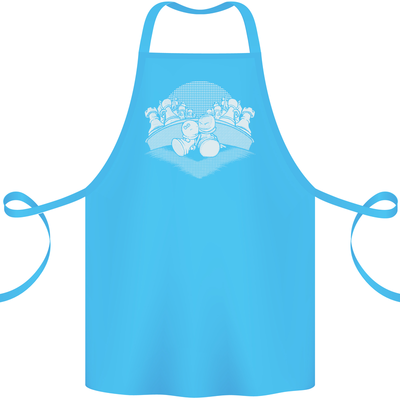 Chess Pieces Player Playing Cotton Apron 100% Organic Turquoise