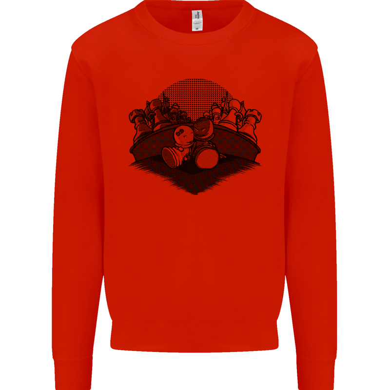 Chess Pieces Player Playing Kids Sweatshirt Jumper Bright Red