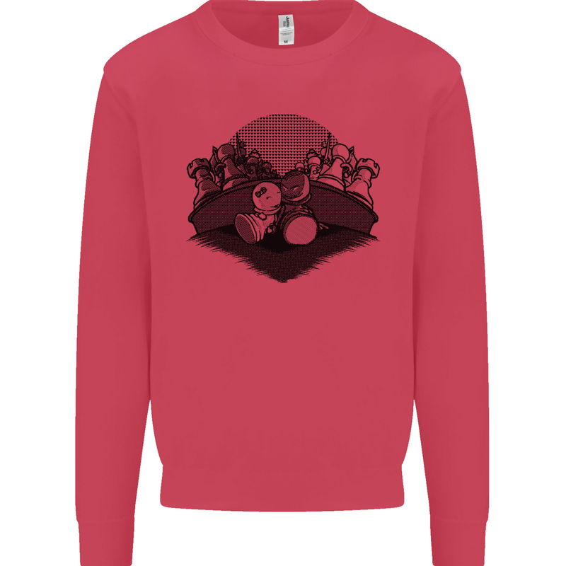 Chess Pieces Player Playing Kids Sweatshirt Jumper Heliconia