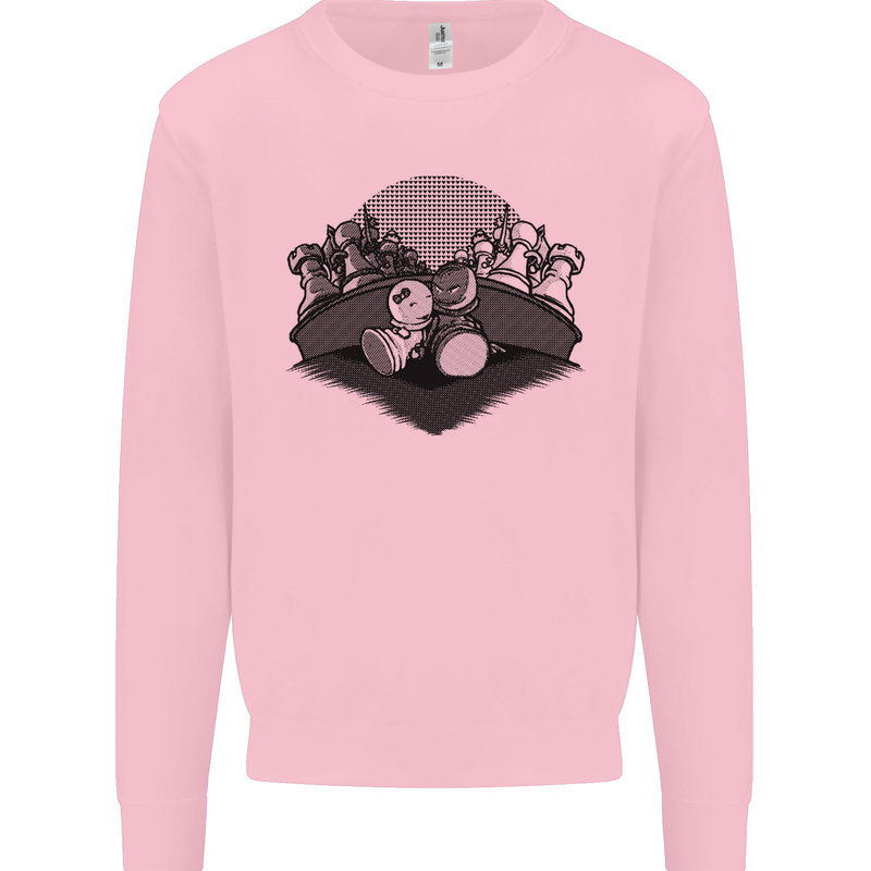 Chess Pieces Player Playing Kids Sweatshirt Jumper Light Pink
