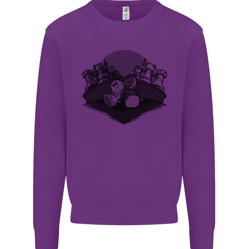 Chess Pieces Player Playing Kids Sweatshirt Jumper Purple