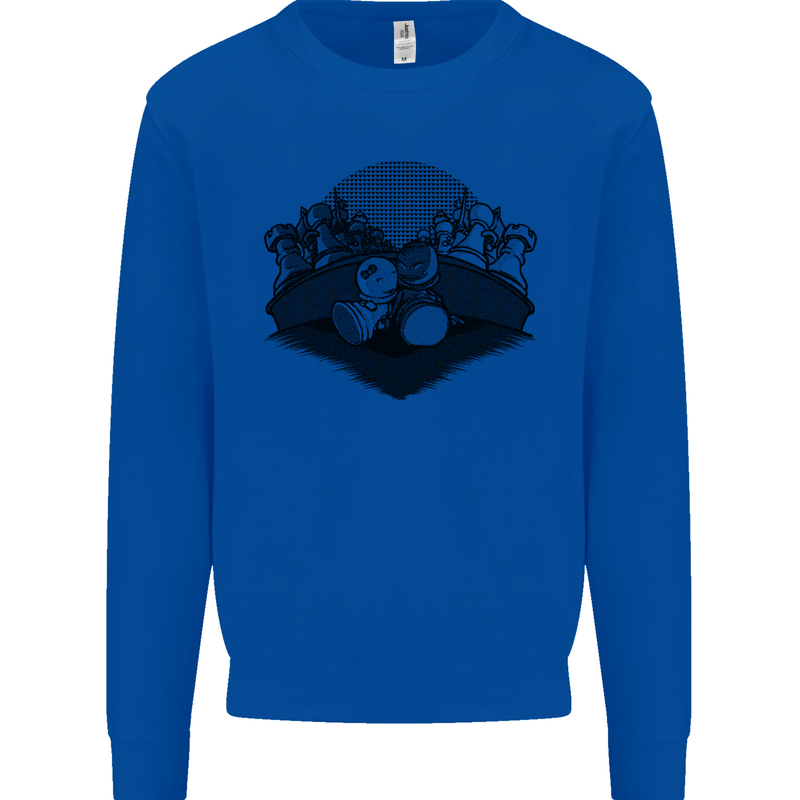Chess Pieces Player Playing Kids Sweatshirt Jumper Royal Blue