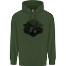 Chess Pieces Player Playing Mens 80% Cotton Hoodie Forest Green
