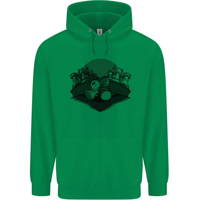 Chess Pieces Player Playing Mens 80% Cotton Hoodie Irish Green