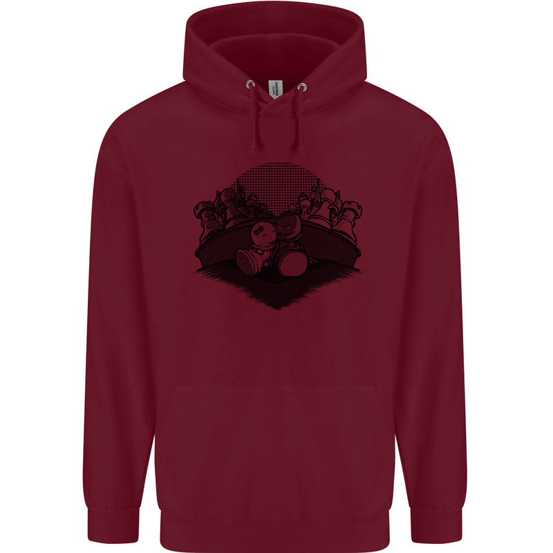 Chess Pieces Player Playing Mens 80% Cotton Hoodie Maroon