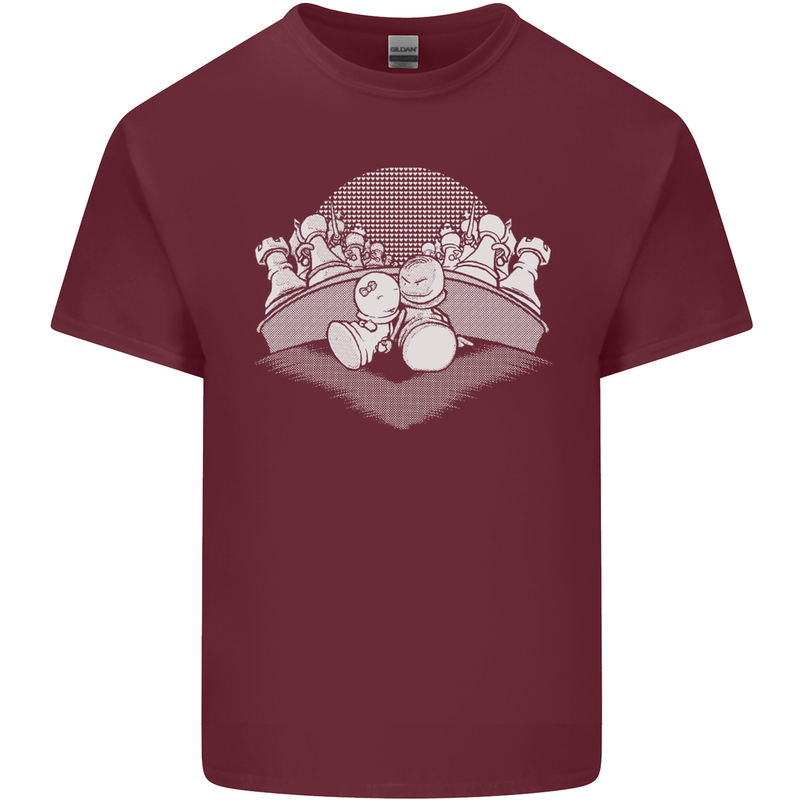 Chess Pieces Player Playing Mens Cotton T-Shirt Tee Top Maroon