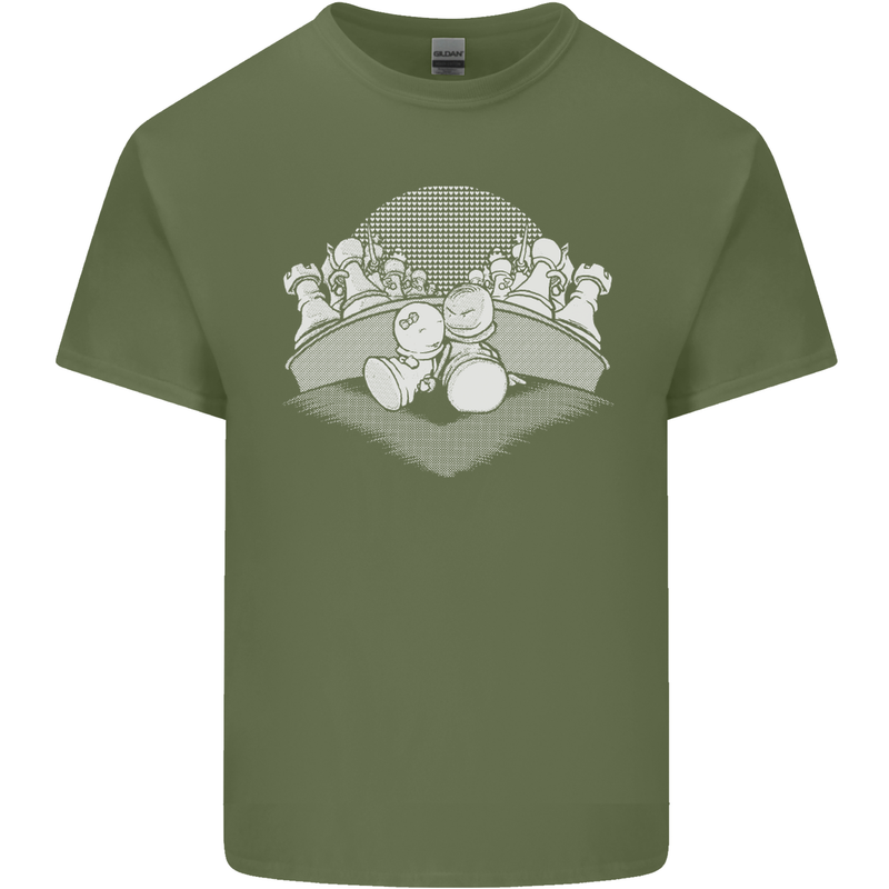 Chess Pieces Player Playing Mens Cotton T-Shirt Tee Top Military Green