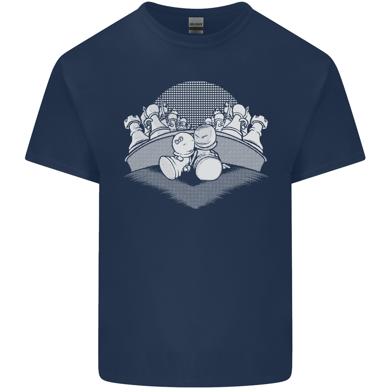 Chess Pieces Player Playing Mens Cotton T-Shirt Tee Top Navy Blue