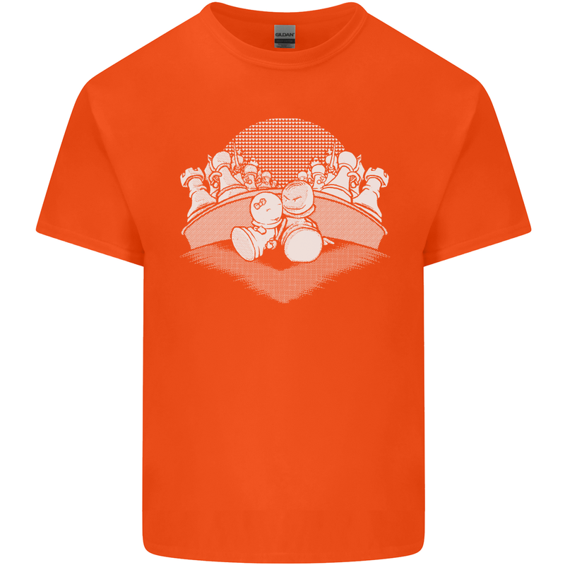 Chess Pieces Player Playing Mens Cotton T-Shirt Tee Top Orange