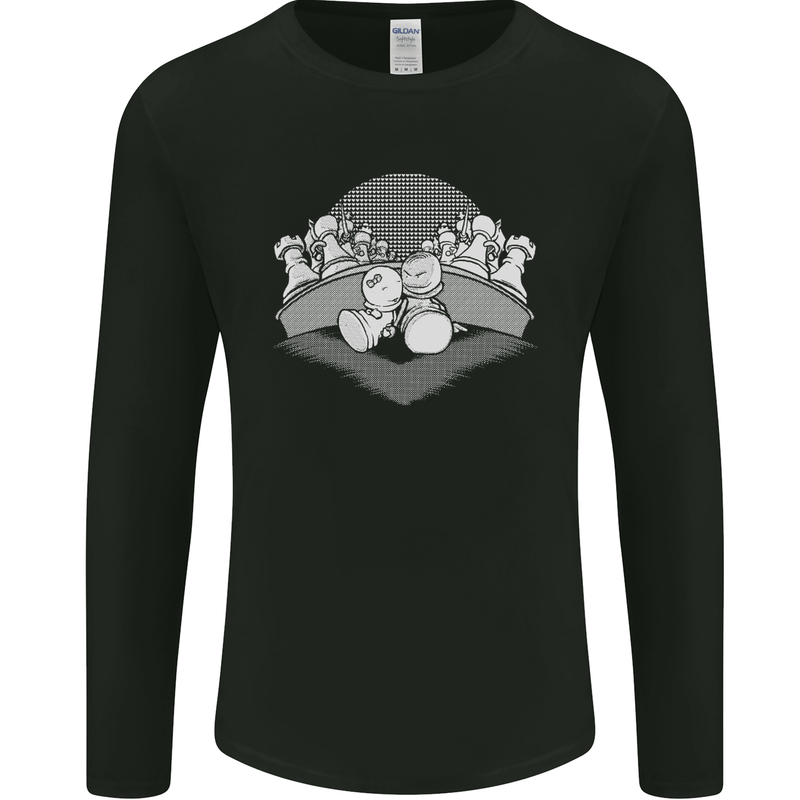 Chess Pieces Player Playing Mens Long Sleeve T-Shirt Black