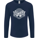 Chess Pieces Player Playing Mens Long Sleeve T-Shirt Navy Blue