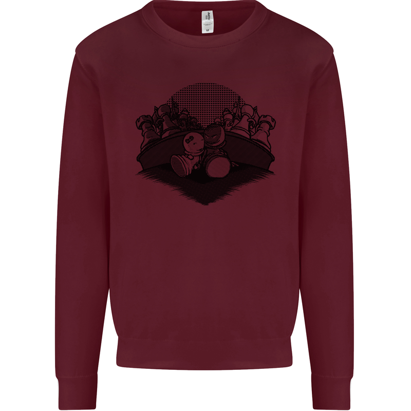 Chess Pieces Player Playing Mens Sweatshirt Jumper Maroon