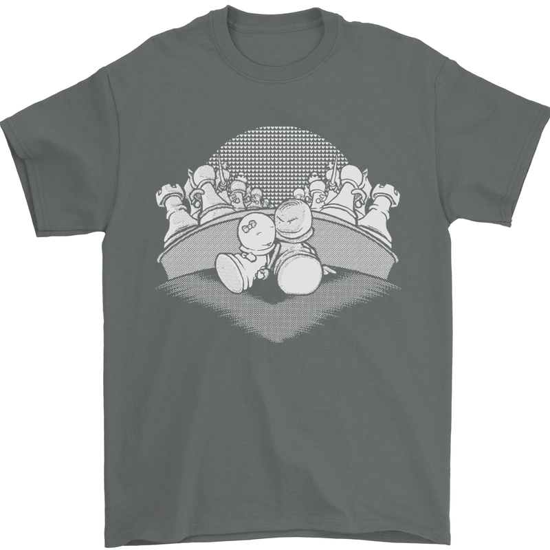 Chess Pieces Player Playing Mens T-Shirt Cotton Gildan Charcoal
