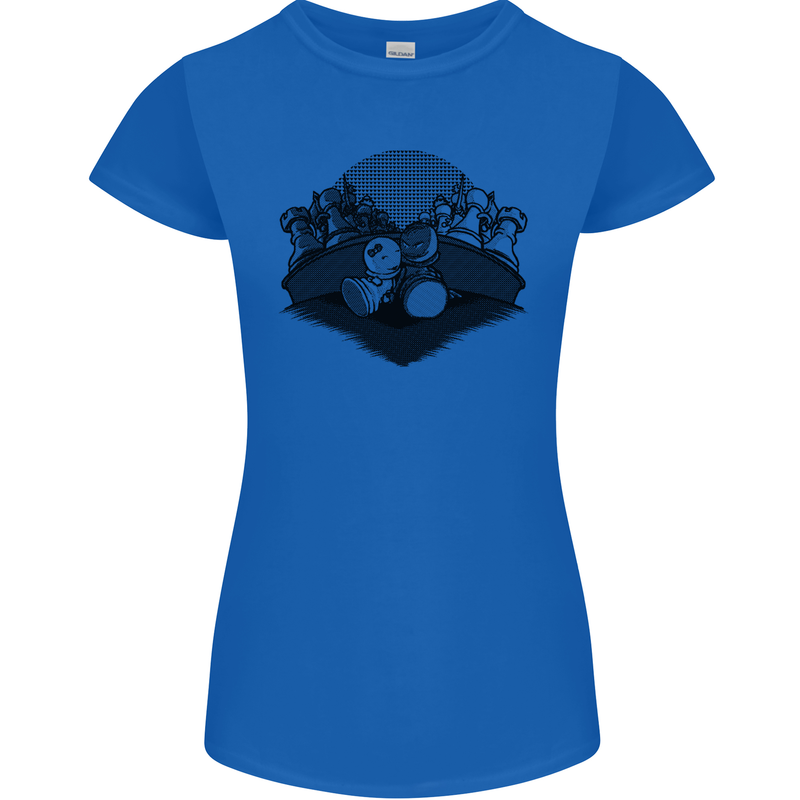 Chess Pieces Player Playing Womens Petite Cut T-Shirt Royal Blue