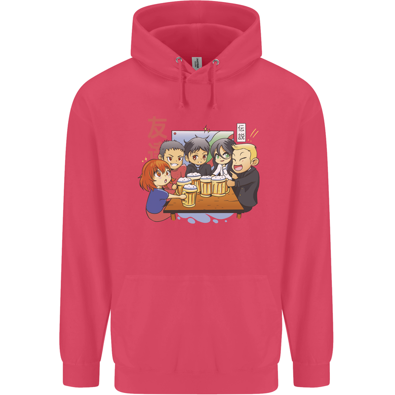 Chibi Anime Friends Drinking Beer Childrens Kids Hoodie Heliconia