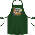 Chibi Anime Friends Drinking Beer Cotton Apron 100% Organic Forest Green
