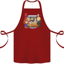 Chibi Anime Friends Drinking Beer Cotton Apron 100% Organic Maroon